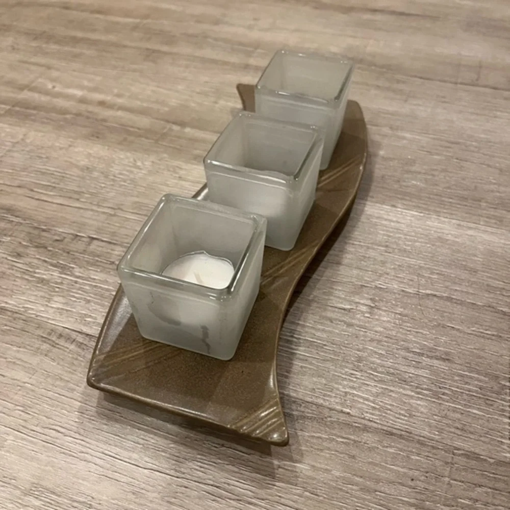 Partylite 3 Tea Light Holder Contemporary Zen - Picture 8 of 15